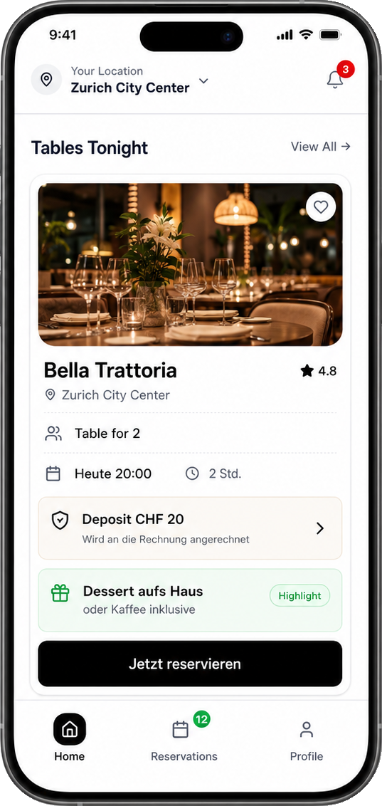 REVENFY App – Tisch heute Abend reservieren